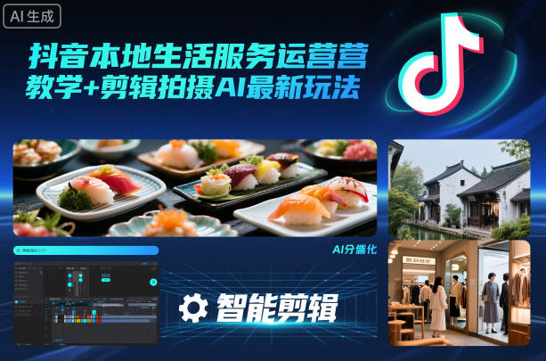 抖音本地生活服务运营教学+剪辑拍摄AI最新玩法-小艾项目网