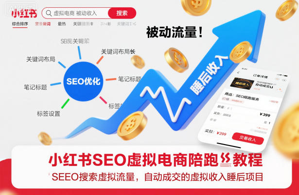 小红书SEO虚拟电商陪跑教程，实现seo搜索被动流量，自动成交的被动收入睡后项目-小艾项目网