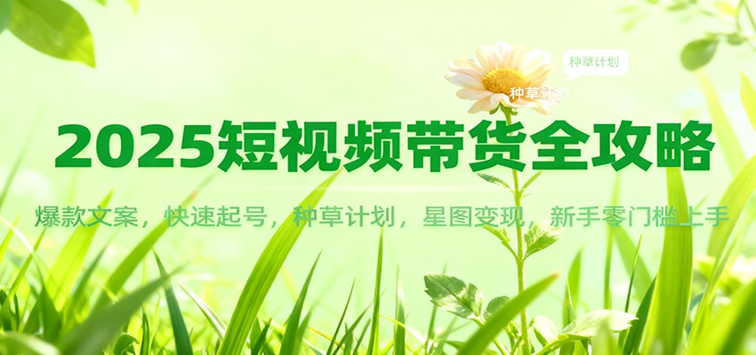 2025短视频带货全攻略：爆款文案，快速起号，种草计划，星图变现，新手零门槛上手-小艾项目网