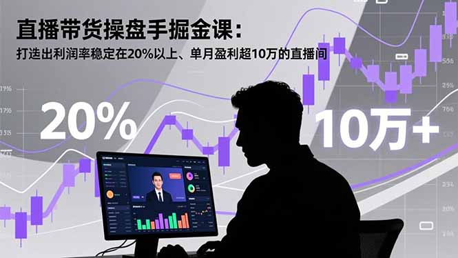 直播带货操盘手掘金课：打造出利润率稳定在20%以上、单月盈利超10万的直播间-小艾项目网