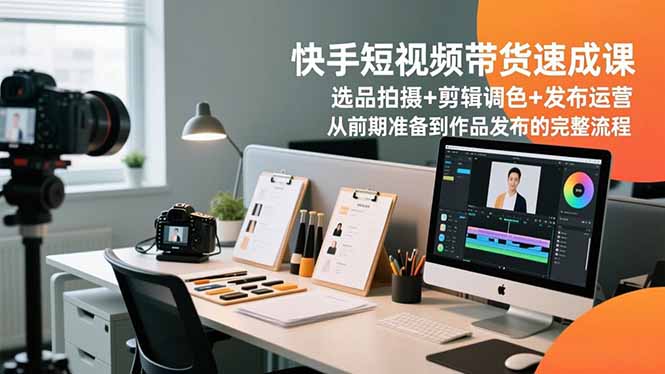 快手短视频带货速成课，选品拍摄+剪辑调色+发布运营，从前期准备到作品发布的完整流程-小艾项目网