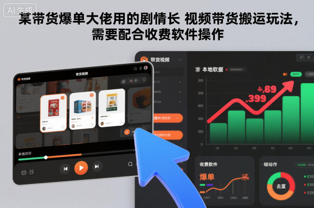 某带货爆单大佬用的剧情长视频带货搬运玩法，需要配合收费软件操作-小艾项目网