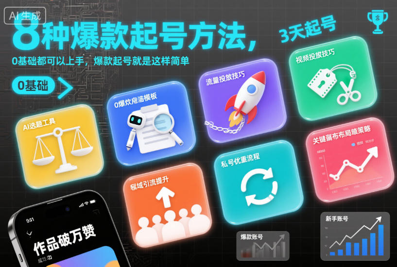 8种爆款起号方法，0基础都可以上手，爆款起号就是这样简单-小艾项目网