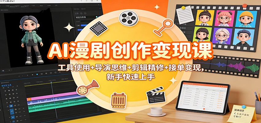 AI漫剧创作变现课：工具使用+导演思维+剪辑精修+接单变现，新手快速上手-小艾项目网