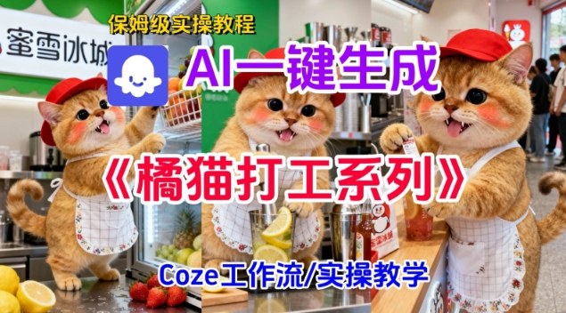 Coze扣子工作流一键生成胖橘猫打工短视频，保姆级实操搭建教学-小艾项目网
