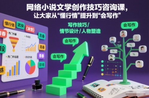 网络小说文学创作技巧咨询课，让大家从“懂行情”提升到”会写作”的高度-小艾项目网