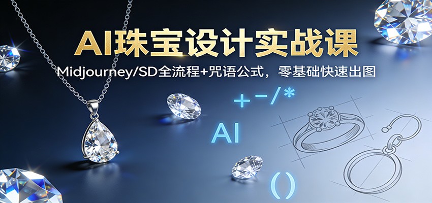 AI珠宝设计实战课：Midjourney/SD全流程+咒语公式，零基础快速出图-小艾项目网