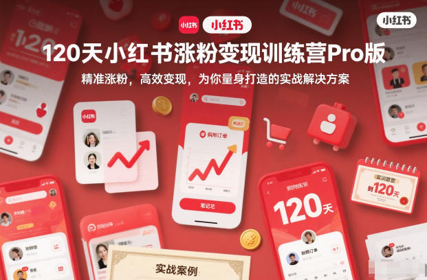 120天小红书涨粉变现训练营Pro版，​精准涨粉，高效变现​，为你量身打造的实战解决方案-小艾项目网