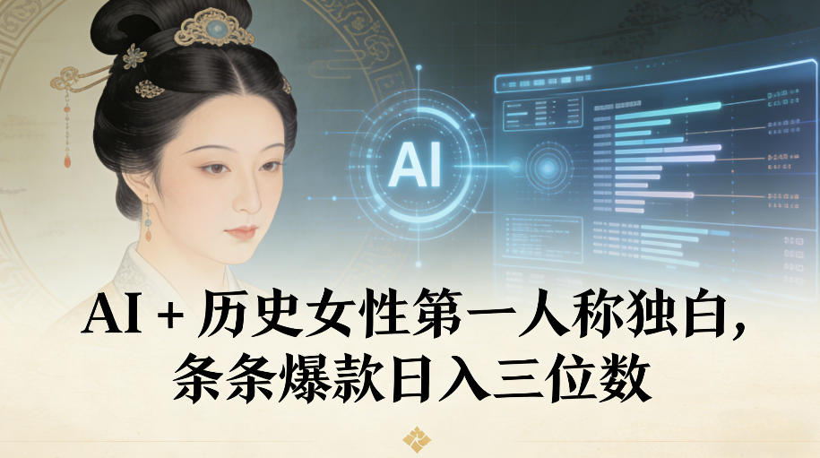 AI+历史女性第一人称独白，条条爆款日入三位数-小艾项目网