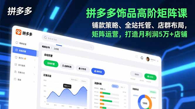 拼多多饰品高阶矩阵课，铺款策略、全站托管、店群布局，矩阵运营，打造月利润5万+店铺-小艾项目网