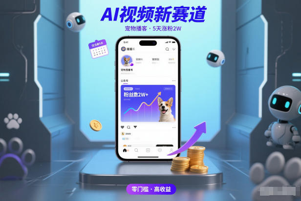 AI视频新赛道，宠物播客仅注册5天涨粉2W，收益非常可观-小艾项目网