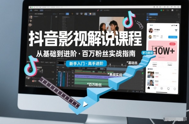 抖音百万粉丝影视解说课程，基础到进阶课，适合新手和进阶学习-小艾项目网