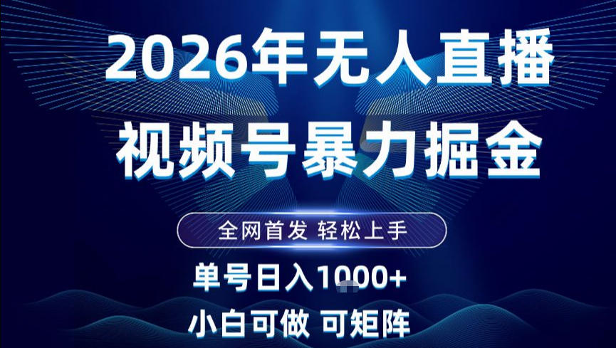 2026最新视频号无人直播掘金，全网首发，小白可以玩，长期稳定日入1k+【揭秘】-小艾项目网