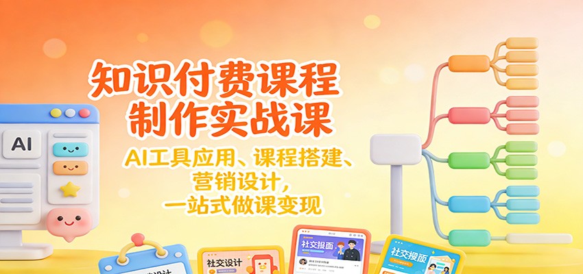 知识付费课程制作实战课：AI工具应用 、课程搭建、营销设计，一站式做课变现-小艾项目网