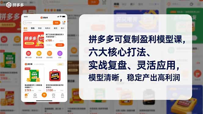 拼多多可复制盈利模型课，六大核心打法、实战复盘、灵活应用，模型清晰，稳定产出高利润-小艾项目网