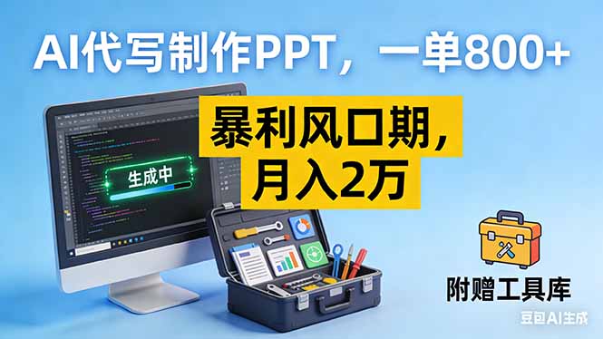 AI代写制作PPT，一单800+， 暴利风口期，月入2万【附工具】-小艾项目网