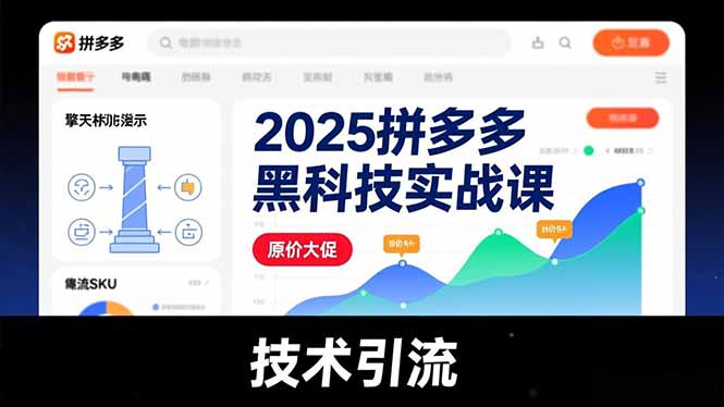 2025拼多多黑科技实战课，擎天柱玩法、爆流SKU、原价大促，技术引流，单店日销轻松破千单-小艾项目网