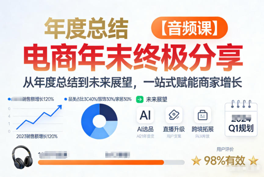 电商年未终极分享，从年度总结到未来展望，一站式赋能商家增长【音频课】-小艾项目网