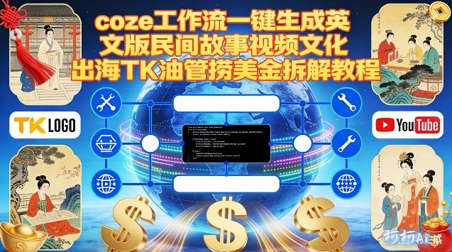 Coze扣子工作流一键生成英文版民间故事视频，文化出海TK油管捞美金拆解教程-小艾项目网