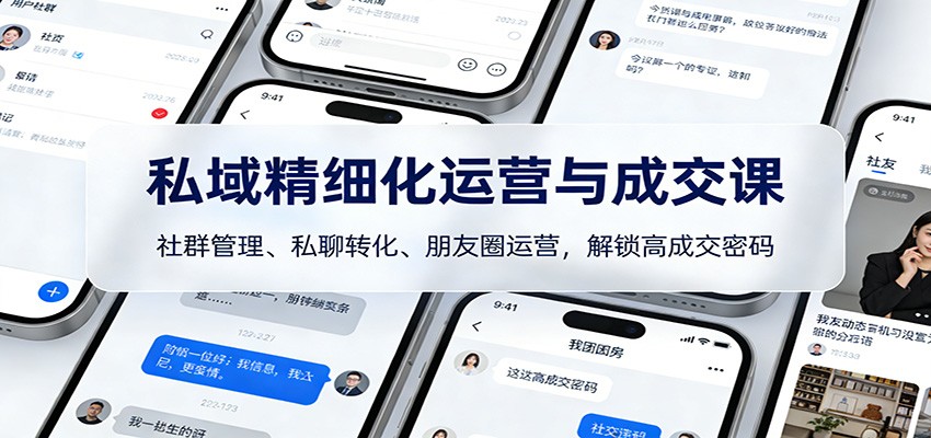 私域精细化运营与成交课：社群管理、私聊转化、朋友圈运营，解锁高成交密码-小艾项目网