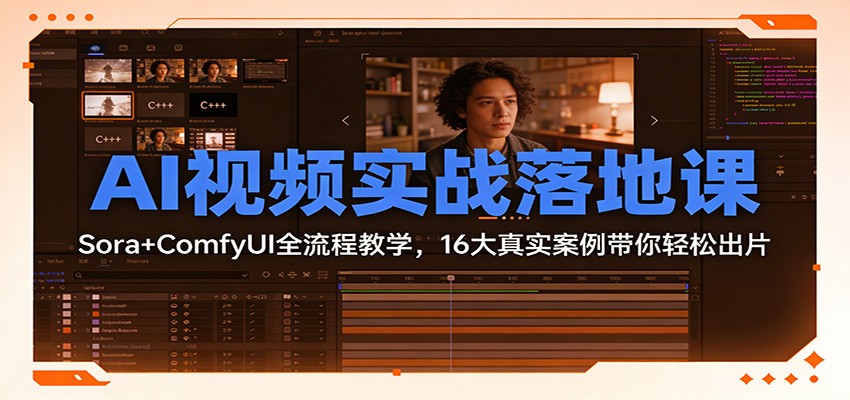 AI视频实战落地课：Sora+ComfyUI全流程教学，16大真实案例带你轻松出片-小艾项目网