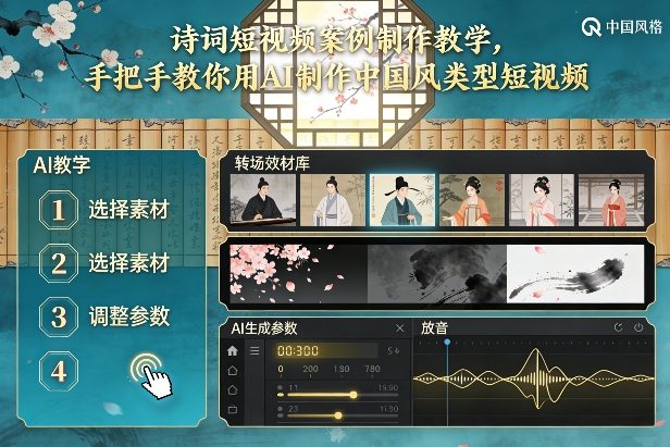 古诗词短视频案例制作教学，手把手教你用AI制作中国风类型短视频-小艾项目网