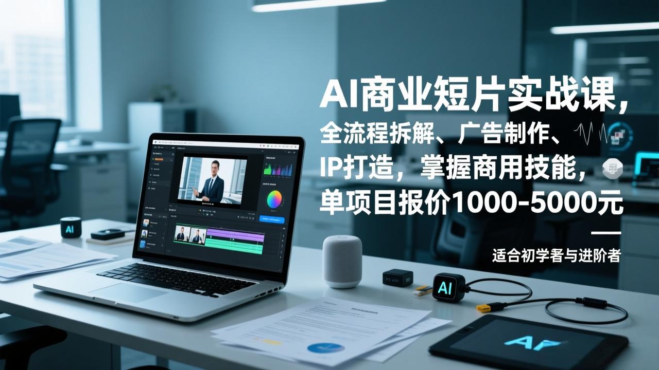 AI商业短片实战课，全流程拆解、广告制作、IP打造，掌握商用技能，单项目报价1000-5000元-小艾项目网