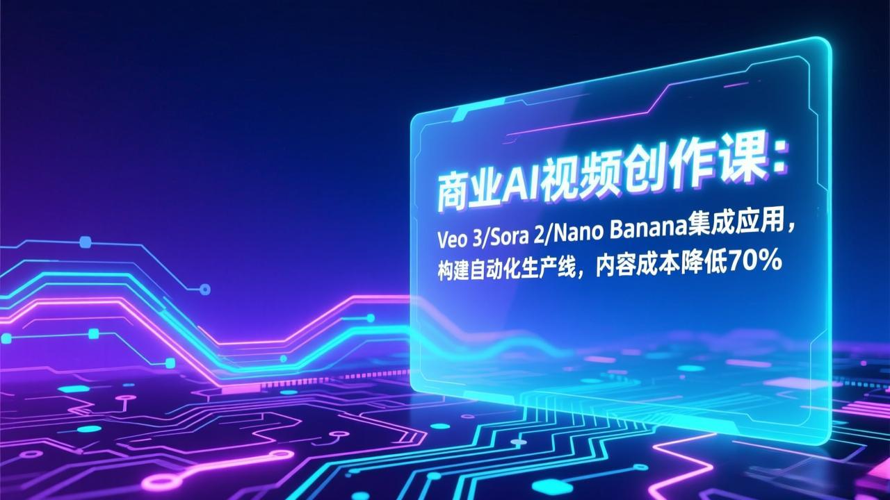 商业AI视频创作课：Veo 3/Sora 2/Nano Banana集成应用，构建自动化生产线，内容成本降低70%-小艾项目网