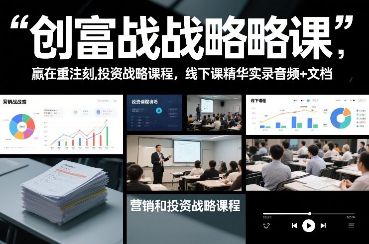 创富战略课，赢在重注时刻，营销和投资战略课程，线下课精华实录音频+文档-小艾项目网