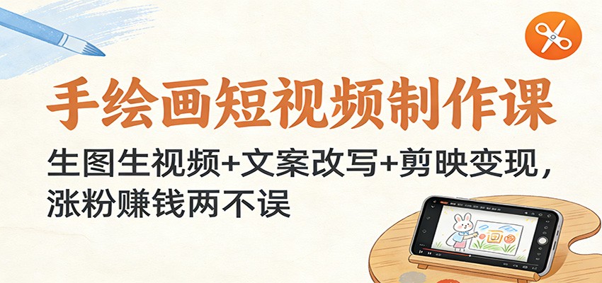 手绘画短视频制作课：生图生视频+文案改写+剪映变现，涨粉赚钱两不误-小艾项目网