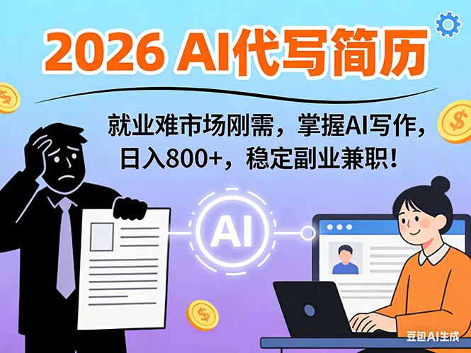 AI代写简历，超暴利，用万能模板月入1-3万实战教程，2026年市场刚需！-小艾项目网