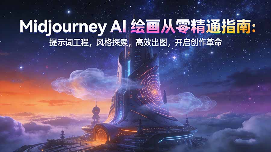 Midjourney AI绘画从零精通指南：提示词工程，风格探索，高效出图，开启创作革命-小艾项目网
