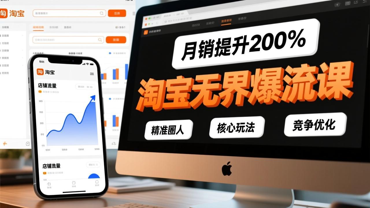 淘宝无界爆流课，精准圈人、核心玩法、竞争优化，快速引爆店铺流量，月销提升200%-小艾项目网