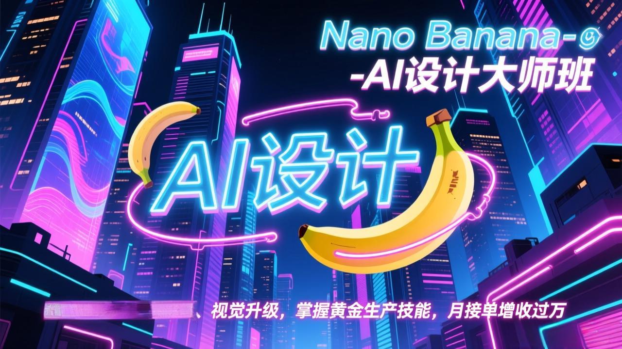 Nano Banana-AI设计大师班，修图合成、广告创作、视觉升级，掌握黄金生产技能，月接单增收过万-小艾项目网