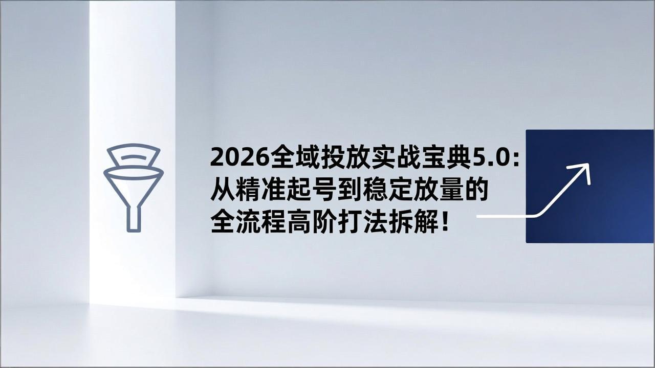2026全域投放实战宝典5.0：从精准起号到稳定放量的全流程高阶打法拆解！-小艾项目网