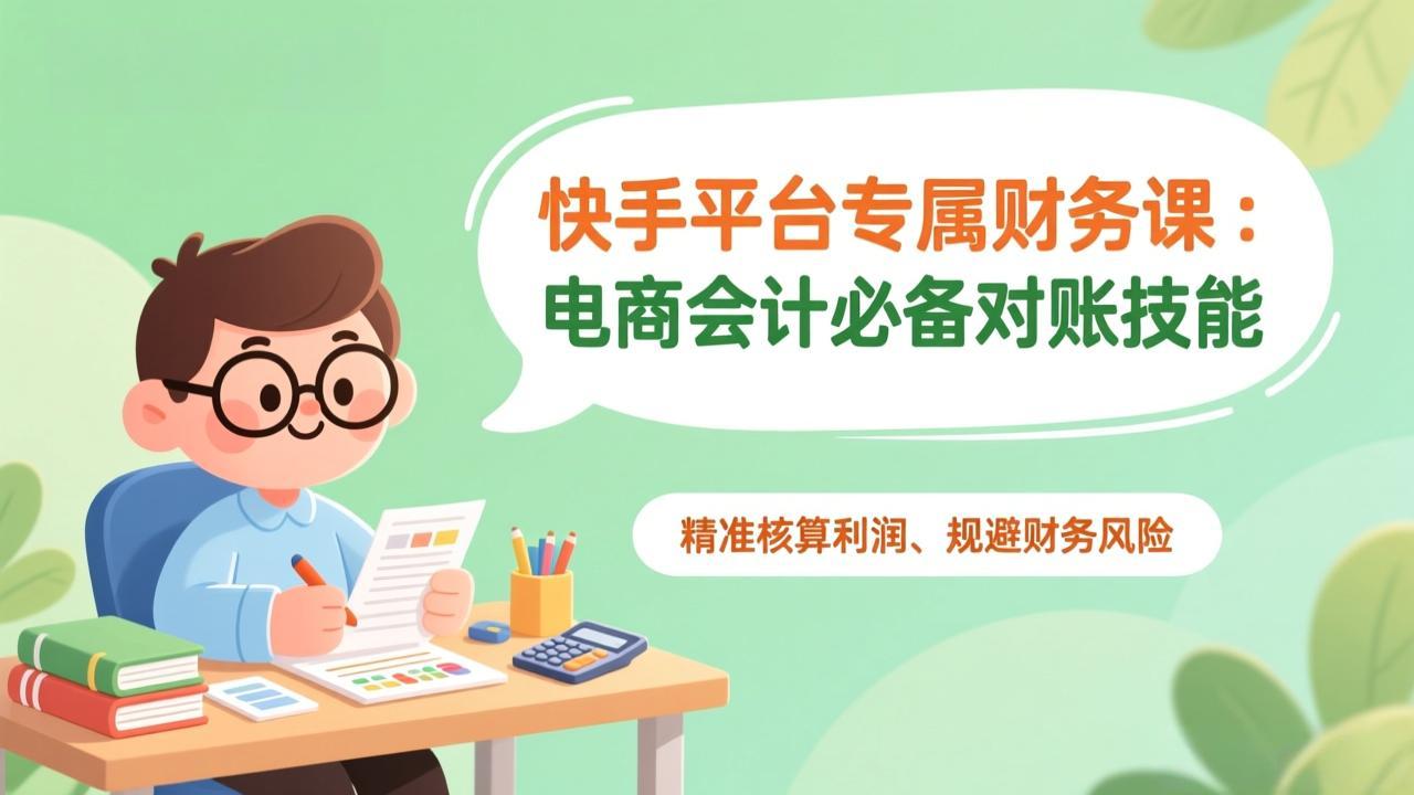 快手平台专属财务课：电商会计必备对账技能，精准核算利润、规避财务风险-小艾项目网