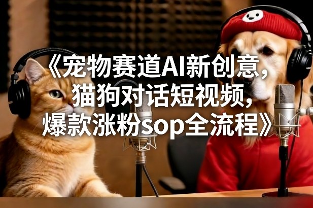 宠物赛道AI新创意，猫狗对话短视频，爆款涨粉sop全流程-小艾项目网