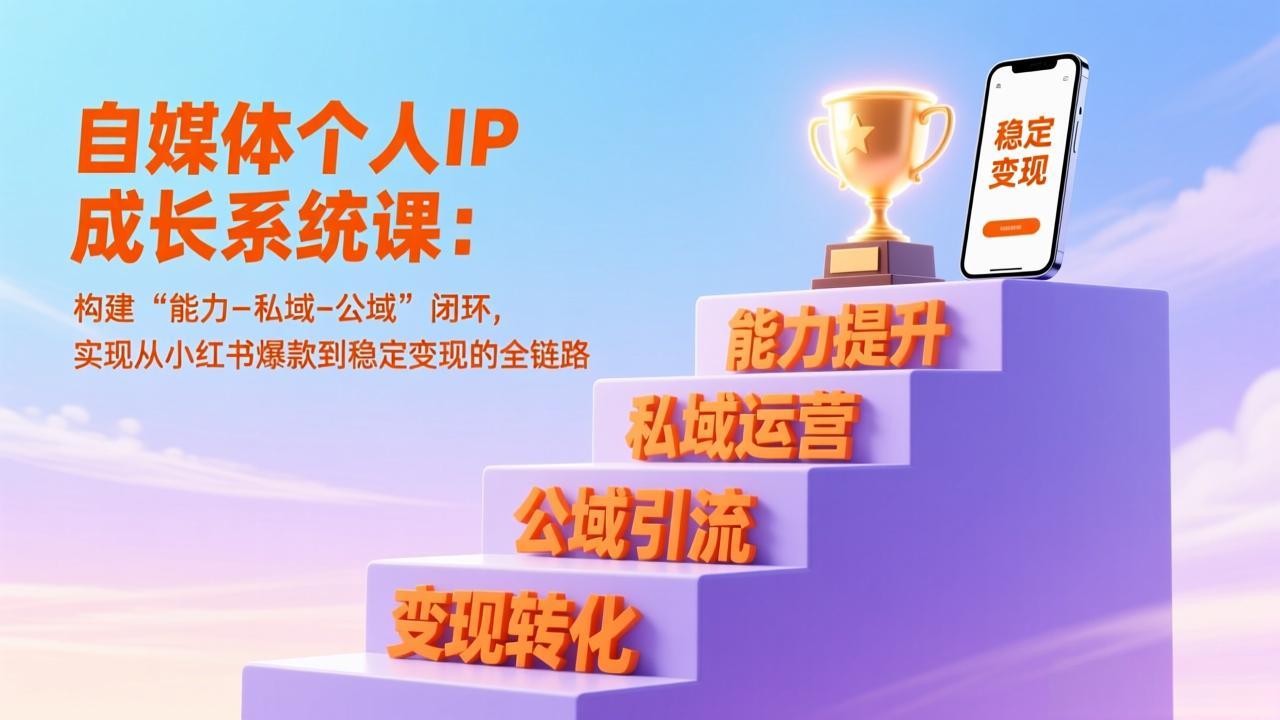 自媒体个人IP成长系统课：构建“能力-私域-公域”闭环，实现从小红书爆款到稳定变现的全链路-小艾项目网