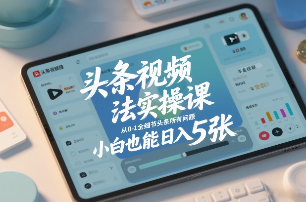 头条视频玩法实操课，从0-1全细节头条所有问题，小白也能日入5张-小艾项目网