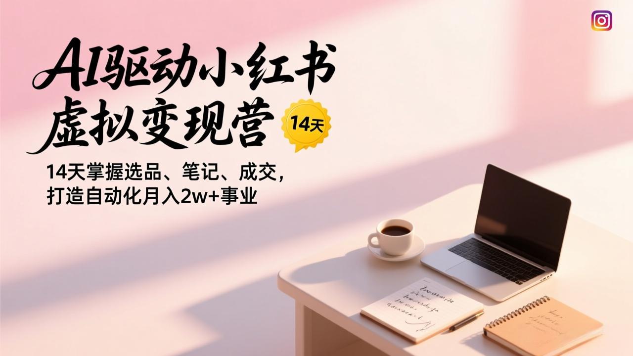 AI驱动小红书虚拟变现营，14天掌握选品、笔记、成交，打造自动化月入2w+事业-小艾项目网