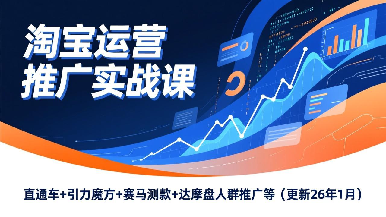 淘宝运营推广实战课，直通车+引力魔方+赛马测款+达摩盘人群推广等(更新26年1月-小艾项目网