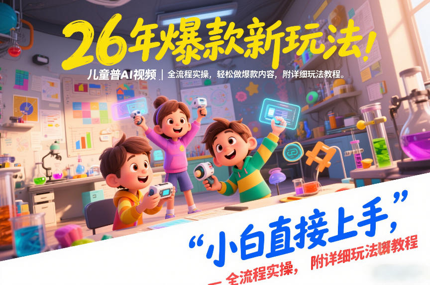 26年爆款新玩法，儿童科普AI视频，全流程实操，轻松做爆款内容，小白直接上手，附详细玩法教程-小艾项目网