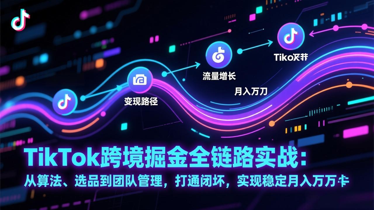 TikTok跨境掘金全链路实战：从算法、选品到团队管理，打通闭环，实现稳定月入万刀-小艾项目网
