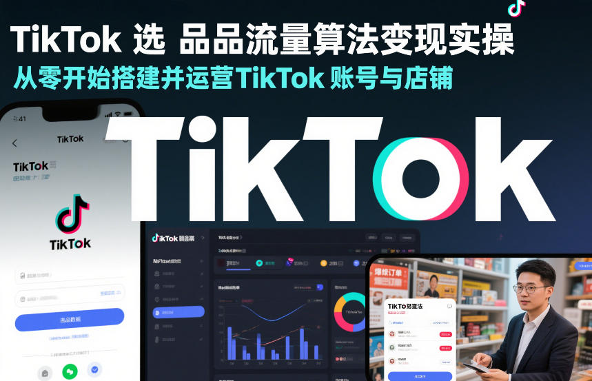 TikTok选品流量算法变现实操，从零开始搭建并运营TikTok账号与店铺-小艾项目网