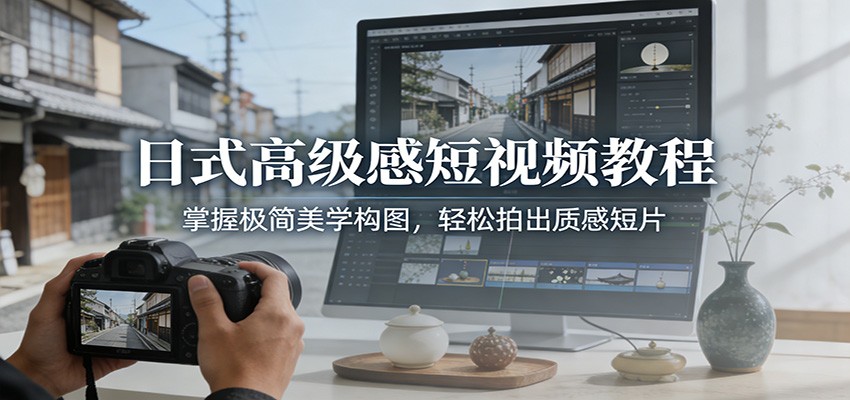 日式高级感短视频教程：掌握极简美学构图，轻松拍出质感短片-小艾项目网