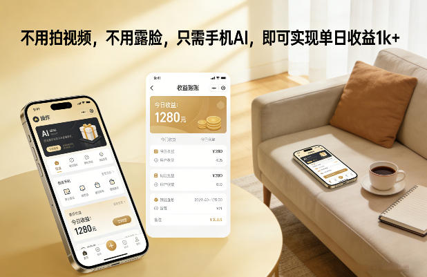 不用拍视频，不用露脸，只需手机AI，即可实现单日收益1k+【揭秘】-小艾项目网