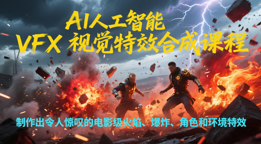 AI人工智能VFX视觉特效合成课程，制作出令人惊叹的电影级火焰、爆炸、角色和环境特效-小艾项目网