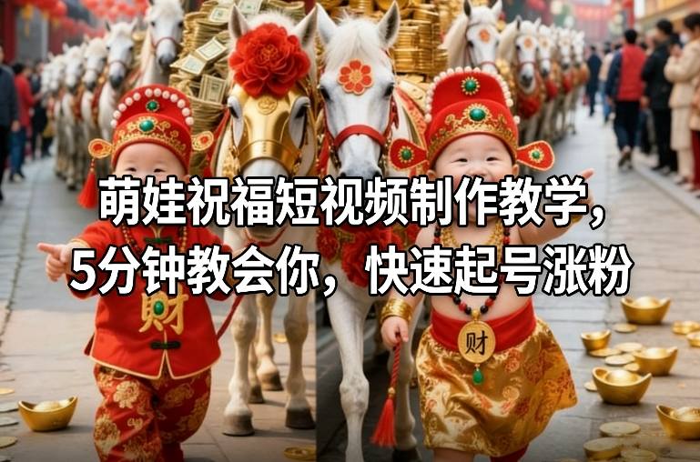 萌娃祝福短视频制作教学，5分钟教会你，快速起号涨粉-小艾项目网