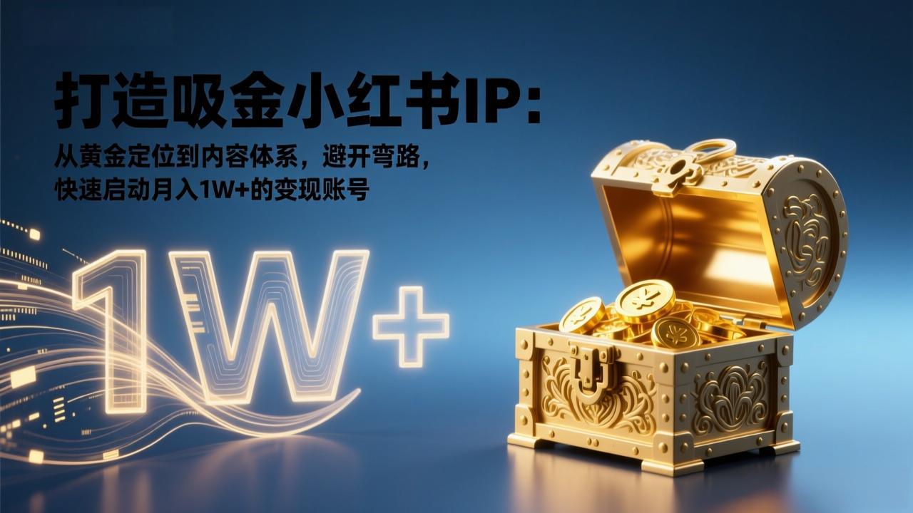 打造吸金小红书IP：从黄金定位到内容体系，避开弯路，快速启动月入1W+的变现账号-小艾项目网