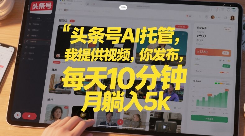 头条号AI托管，我提供视频，你发布，每天10分钟，月躺入5k+【揭秘】-小艾项目网